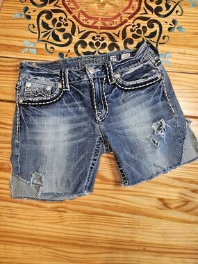 Miss Me Blue Distressed Denim Cutoff Shorts